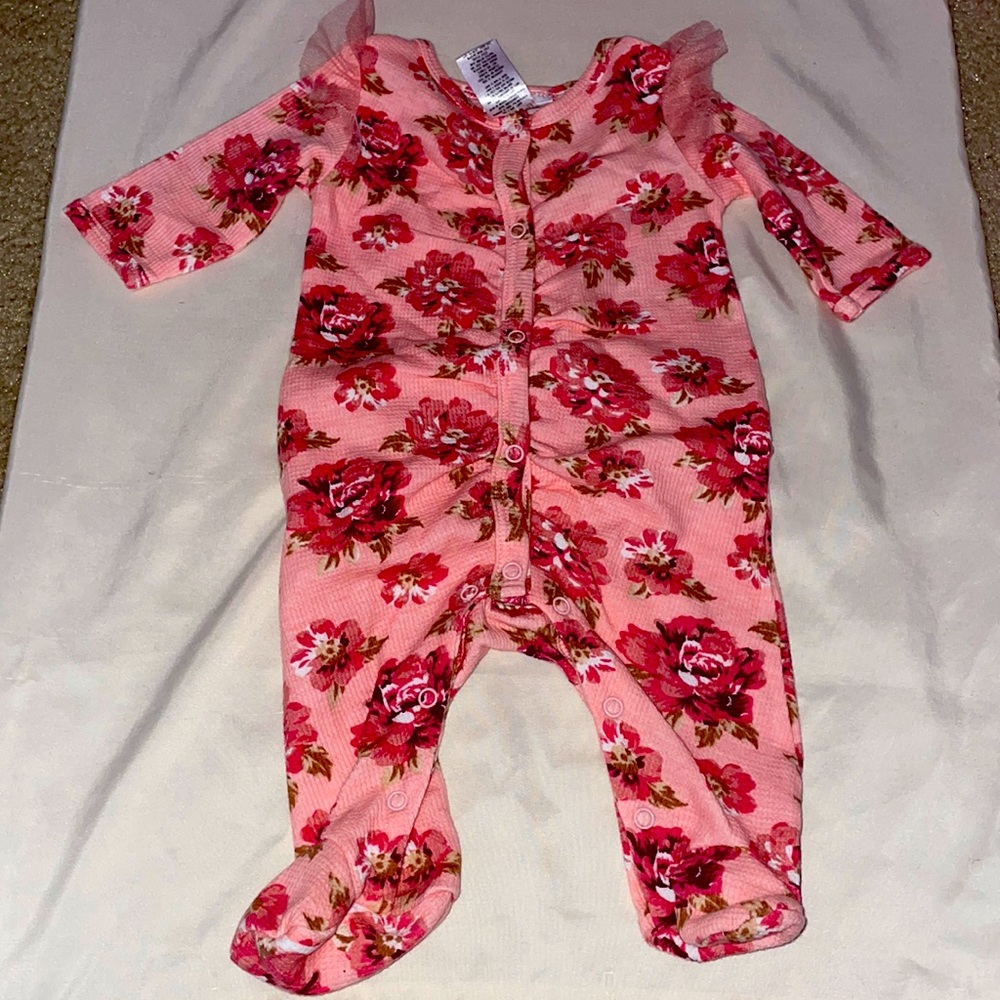 Floral footie one piece